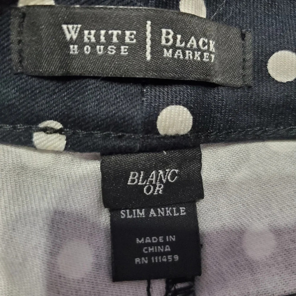 White House Black Market Blanc Polka Dot Slim Ankle Jean 0 R - Picture 6 of 9